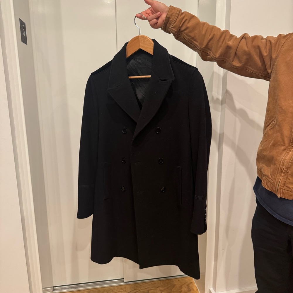 Kooples Men's Black Double-Breasted Coat
